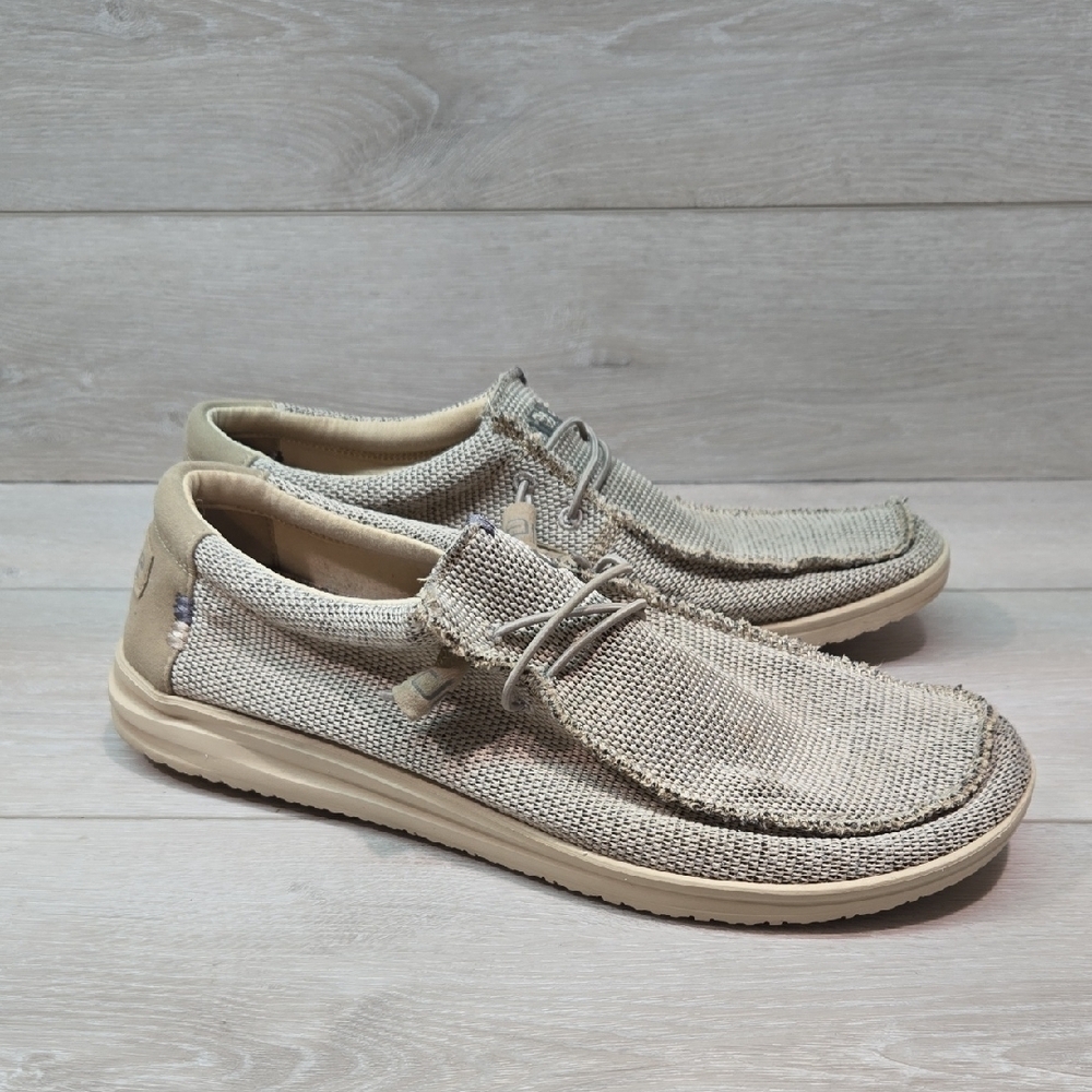 Hey Dude Men's Wally Free Beige Casual Slip On Loafers Flats Sz 13